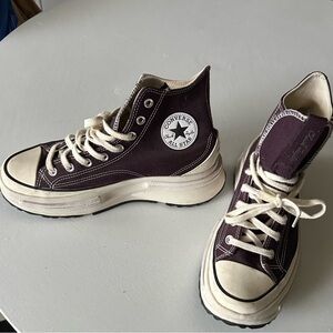 Converse Women's High-Top Platform Sneakers - Maroon and White, size 10